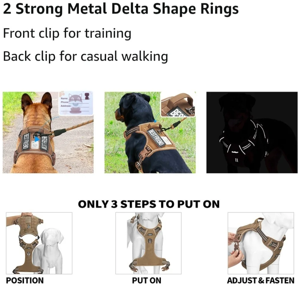 NIB Beebiepet Heavy Duty Tactical Dog Harness Best Friend ID Tag